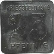 25 Pfennig - Dinslaken, Germany, 1919 reverse image