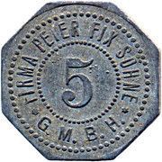 5 Pfennig - Duisburg Firma Peter Fix Söhne G.m.b.H obverse image