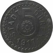 5 Pfennig - Düren, Germany, 1917 reverse image