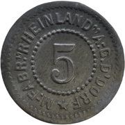 5 Pfennig - Düsseldorf M.-Fabr. Rheinland A.G., Germany,  reverse image