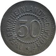50 Pfennig - Düsseldorf M.-Fabr. Rheinland A.G., Germany,  reverse image