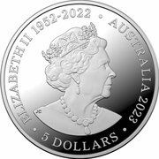 5 Dollars In the name of Elizabeth II; 6th Portrait - Humpback Whale; Silver obverse image