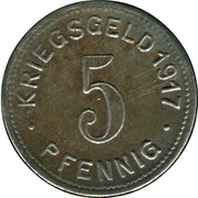 5 Pfennig - Elberfeld, Germany, 1917 reverse image