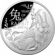 5 Dollars - Elizabeth II Posthumous; 6th Portrait - Year of the Rabbit; Domed, Australia, 2023 reverse image