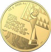 5 Dollars In the name of Elizabeth II; 6th portrait - FIFA Women's World Cup AU-NZ-23; Gold Frosted, Australia, 2023 reverse image