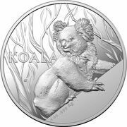 5 Dollar In the name of Elizabeth II; 6th Portrait - Koala - Silver Proof, Australia, 2024 reverse image