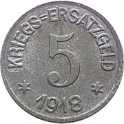 5 Pfennig - Crefeld, Germany, 1918 reverse image