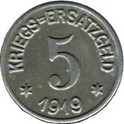5 Pfennig - Crefeld, Germany, 1919 reverse image