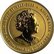 5 Dollars In the name of Elizabeth II; 6th Portrait - Year of the Dragon - Gold Coin obverse image
