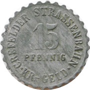 15 Pfennig - Crefeld tram, Germany, 1917 reverse image