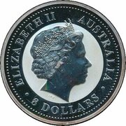 8 Dollars - Elizabeth II 4th Portrait - Year of the Rooster - Silver Bullion Coin obverse image