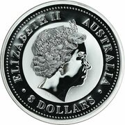 8 Dollars - Elizabeth II 4th Portrait - Year of the Pig - Silver Bullion Coin obverse image