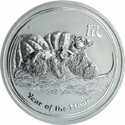 8 Dollars - Elizabeth II 4th Portrait - Year of the Mouse - Silver Bullion Coin, Australia, 2008 reverse image