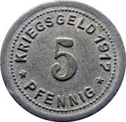 5 Pfennig - Ohligs, Germany, 1917 reverse image