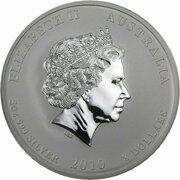 8 Dollars - Elizabeth II 4th Portrait - Year of the Tiger - Silver Bullion Coin obverse image
