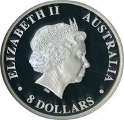 8 Dollars - Elizabeth II 4th Portrait - Koala - Silver Bullion Coin obverse image