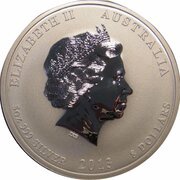 8 Dollars - Elizabeth II 4th Portrait - Year of the Snake - Silver Bullion Coin obverse image