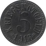 5 Pfennig - Rodach, Germany, 1918 reverse image