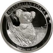 8 Dollars - Elizabeth II 4th Portrait - Koala - Silver Proof Coin, Australia, 2015 reverse image