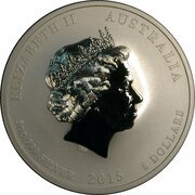 8 Dollars - Elizabeth II 4th Portrait - Year of the Goat - Silver Bullion Coin obverse image