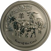 8 Dollars - Elizabeth II 4th Portrait - Year of the Goat - Silver Bullion Coin, Australia, 2015 reverse image