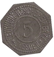 5 Pfennig - Dresden Deutsche Wäschereiwerke obverse image