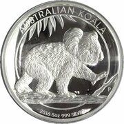 8 Dollars - Elizabeth II 4th Portrait - Koala - Silver Proof Coin, Australia, 2016 reverse image