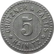 5 Pfennig - Hainitz Grützner and Faltis obverse image