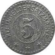 5 Pfennig - Hainitz Grützner and Faltis, Germany,  reverse image