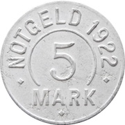 5 Mark - Kirschau Vereinigte Spinnereien u. Webereien G.M.B.H., Germany, 1922 reverse image