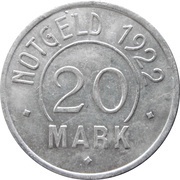 20 Mark - Kirschau Vereinigte Spinnereien u. Webereien G.M.B.H., Germany, 1922 reverse image