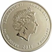 8 Dollars - Elizabeth II 4th Portrait - Year of the Monkey - Silver Bullion Coin obverse image