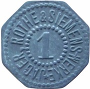 1 Pfennig - Leipzig Jäger, Rothe and Siemens-Werke, Germany,  reverse image