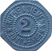 2 Pfennig - Leipzig Jäger, Rothe and Siemens-Werke, Germany,  reverse image