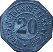 20 Pfennig - Leipzig Jäger, Rothe and Siemens-Werke, Germany,  reverse image