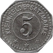 5 Pfennig - Pirna A. E. F. Küttner, Germany,  reverse image