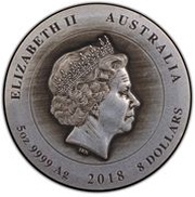 8 Dollars - Elizabeth II 4th Portrait - Hall of Memory - Silver Antiqued obverse image