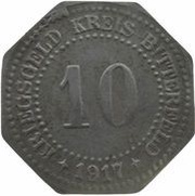 10 Pfennig - Bitterfeld Bankverein G.m.u.H, Germany, 1917 reverse image