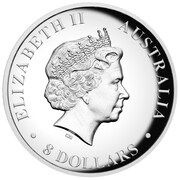 8 Dollars - Elizabeth II 4th Portrait - Australian Wedge-Tailed Eagle - Silver High-Relief Coin obverse image