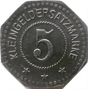 5 Pfennig - Halle Bruckd.-Nietl. Bergbau Verein, Germany,  reverse image