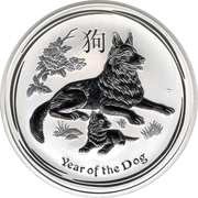 8 Dollars - Elizabeth II 4th Portrait - Year of the Dog - Silver Bullion Coin, Australia, 2018 reverse image