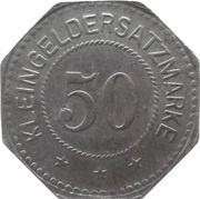 50 Pfennig - Halle Bruckd.-Nietl. Bergbau Verein, Germany,  reverse image