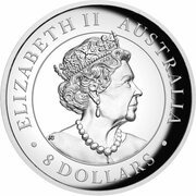 8 Dollars - Elizabeth II 6th Portrait - Kangaroo - Silver Bullion - High Relief obverse image