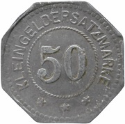 50 Pfennig - Mücheln Anhaltische Kohlenwerke, Germany,  reverse image