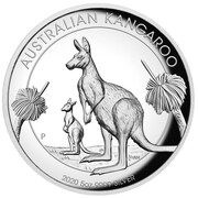 8 Dollars - Elizabeth II 6th Portrait - Kangaroo - Silver Proof - High Relief, Australia, 2020 reverse image