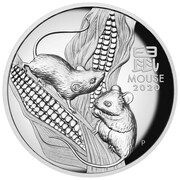 8 Dollars - Elizabeth II 6th Portrait - Year of the Mouse - Silver Proof Coin, Australia, 2020 reverse image