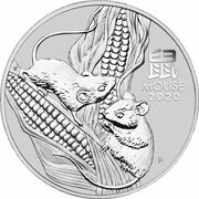 8 Dollars - Elizabeth II 6th Portrait - Year of the Mouse - Silver Bullion Coin, Australia, 2020 reverse image