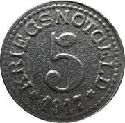 5 Pfennig - Burg auf Fehmarn, Germany, 1917 reverse image