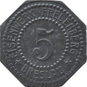 5 Pfennig - Breslau Eisenwerk Frelenberg obverse image
