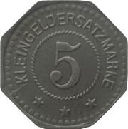 5 Pfennig - Haynau Haynauer Stadtblatt, Germany,  reverse image